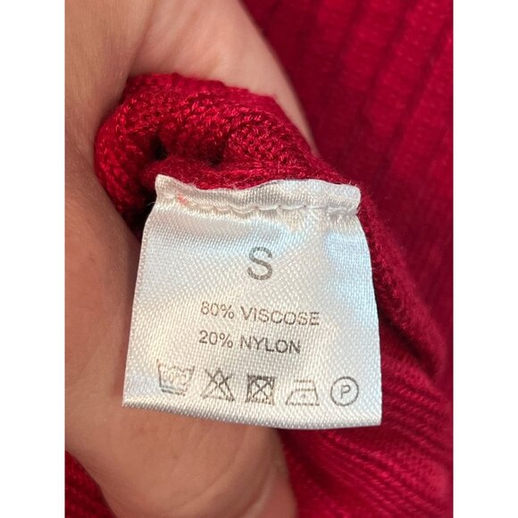 V28 Women's Turtle Neck Bodycon Sweater Dress Knit Long Sleeve Size Small Red - Picture 4 of 12